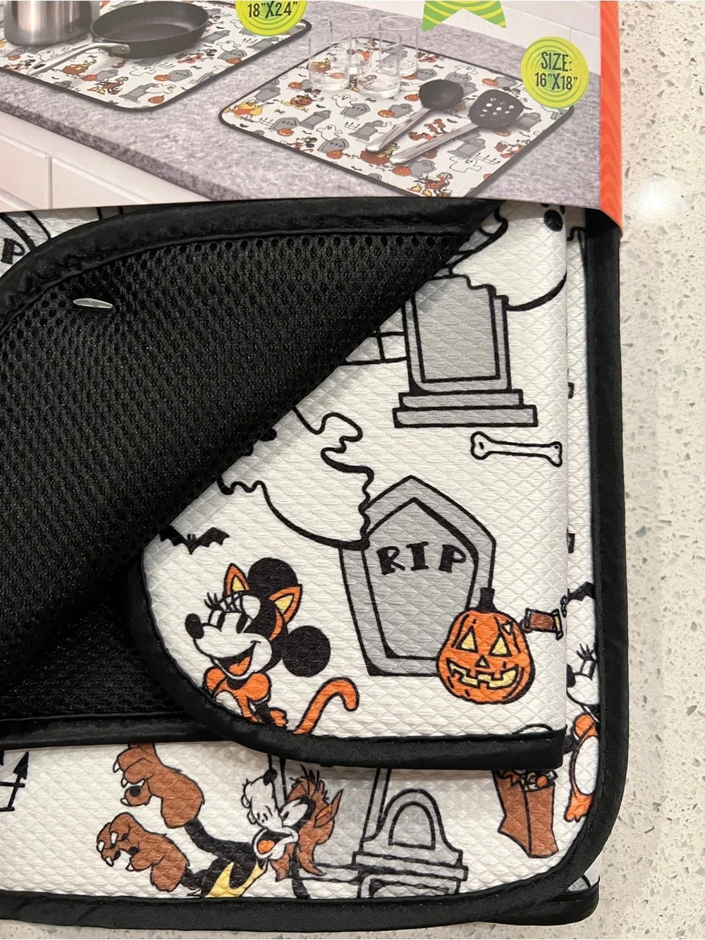 Adorable Disney Fab 5 Halloween dish drying mat set